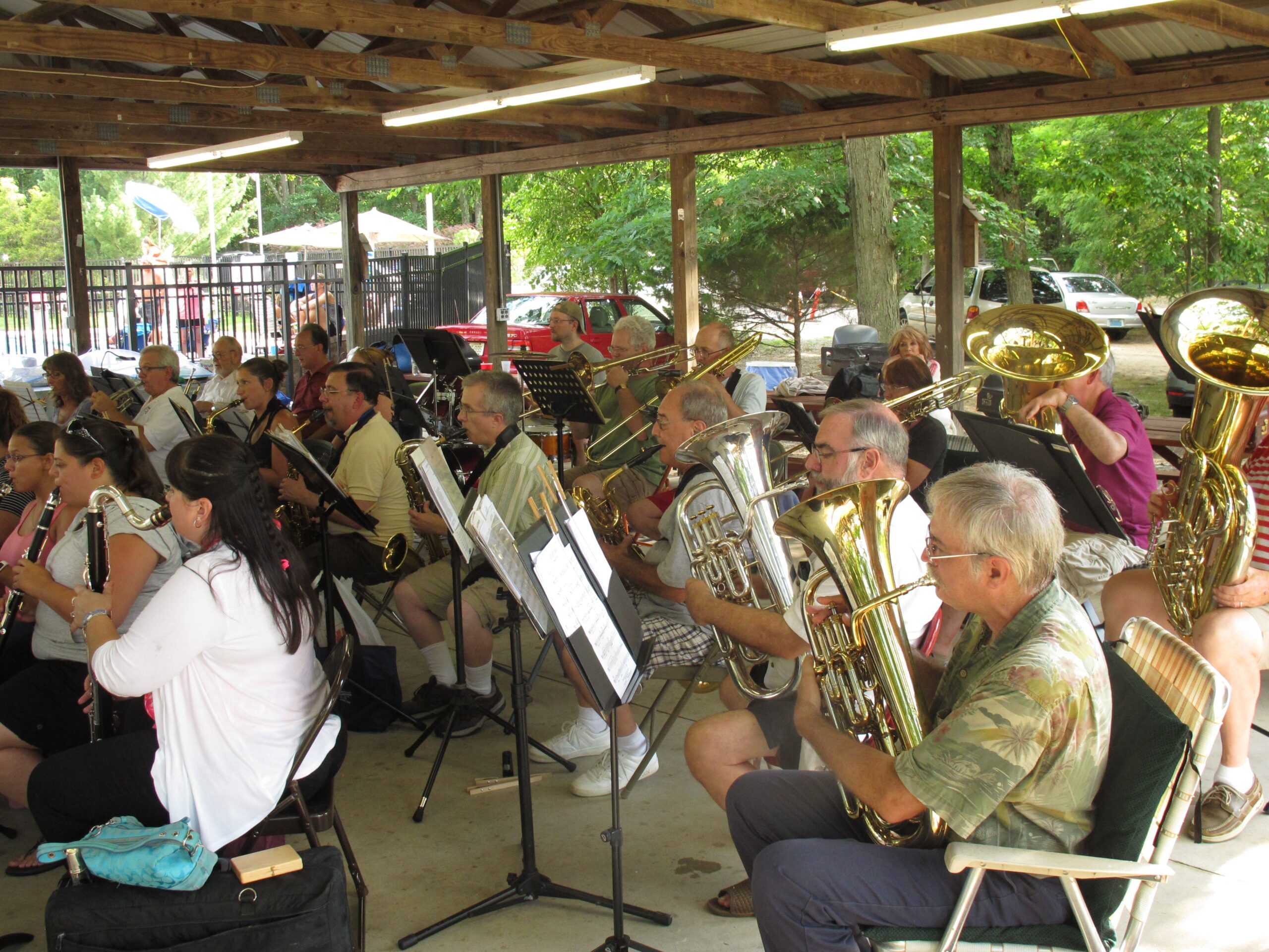 A group of people playing instruments